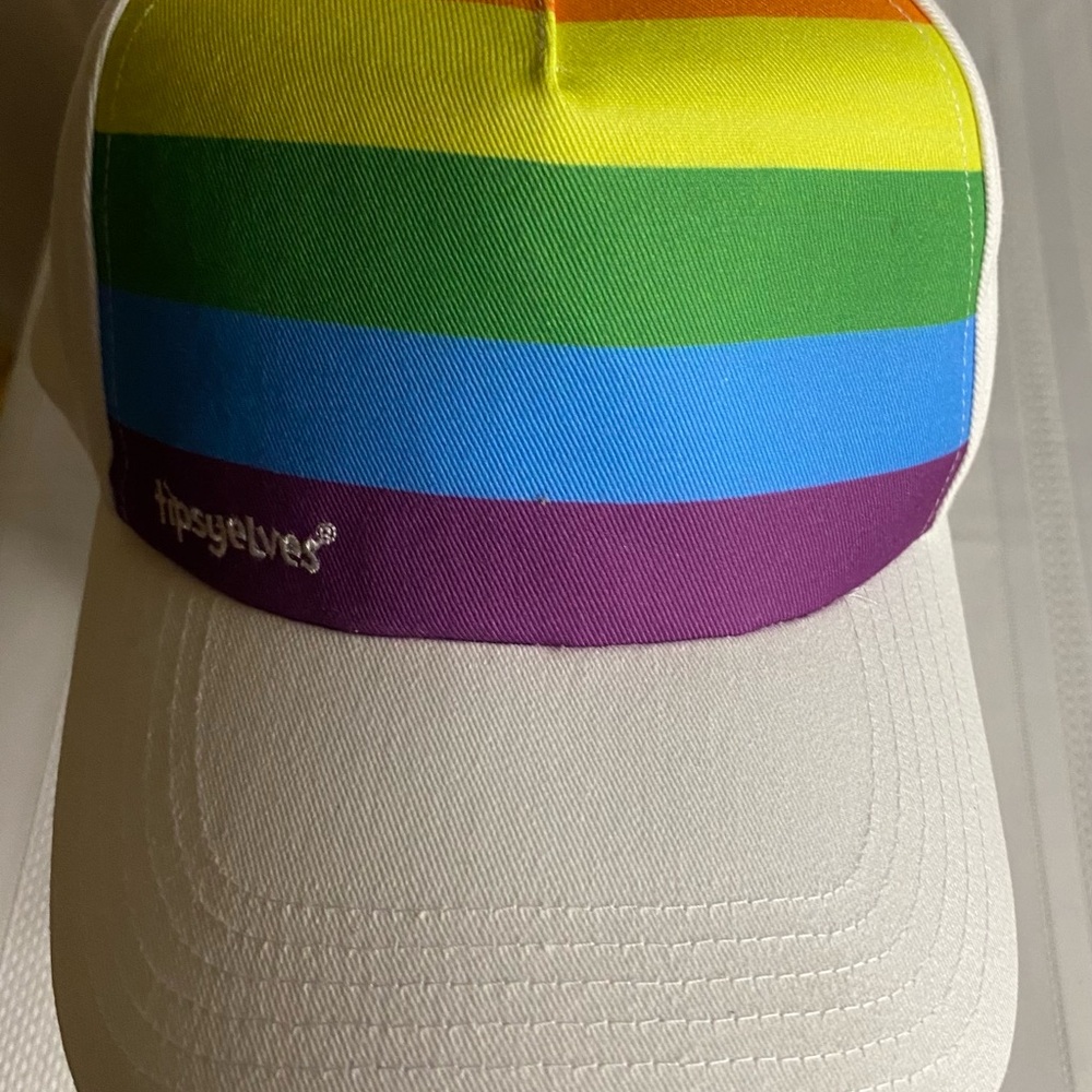BNWT Tipsy Elves Pride Rainbow Stripe Adjustable Cap Hat 100% Cotton New